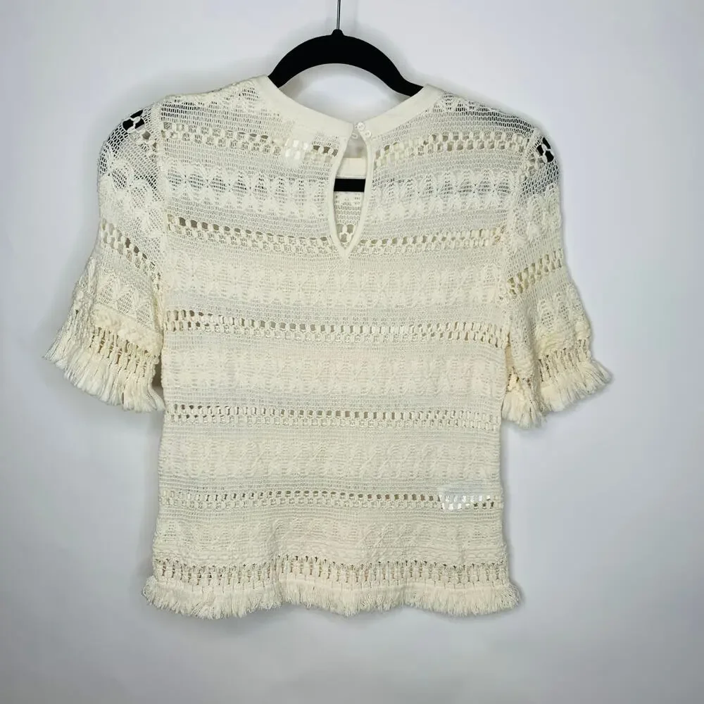 H&M Ivory Lace Blouse Popover Sz 4 100% cotton Boho